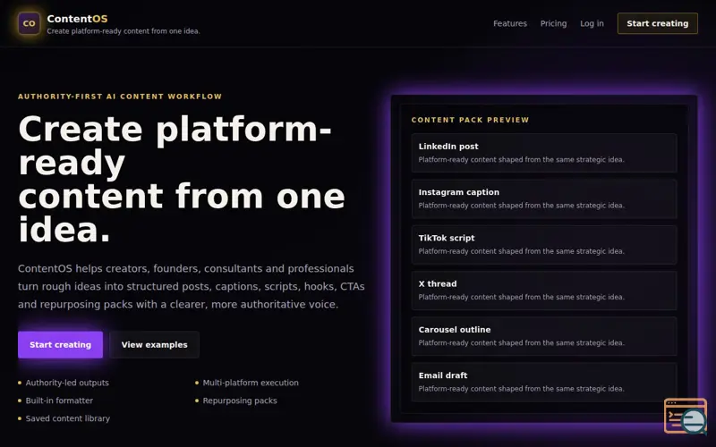 Screenshot of ContentOS