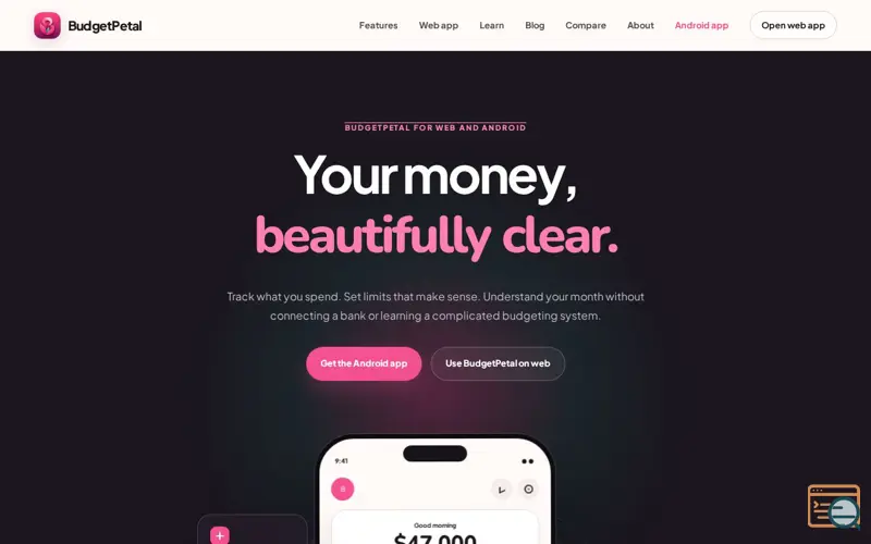 Screenshot of BudgetPetal Expense Tracker
