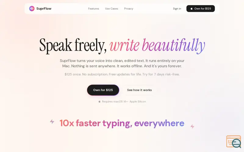 Screenshot of SuprFlow
