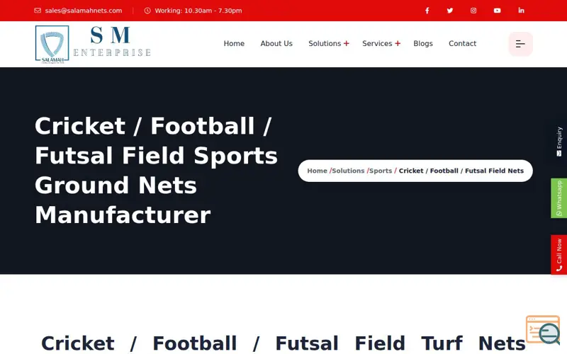 Screenshot of Cricket Football Futsal Field Turf Nets