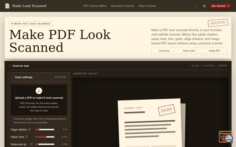 Screenshot of Make Look Scanned, a launch using CodeTrendy