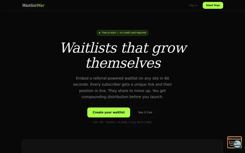 Screenshot of WaitlistWar