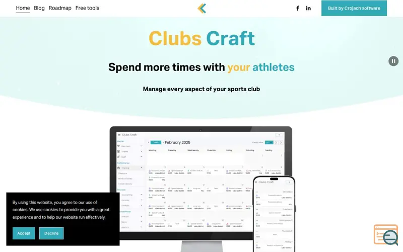 Screenshot of Clubs Craft, a launch using Bito