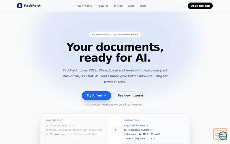 Screenshot of Packforai