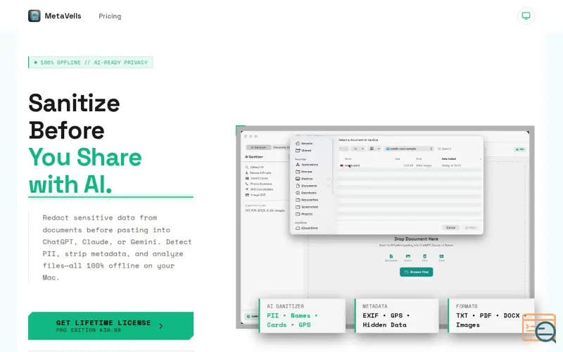 Screenshot of MetaVeils