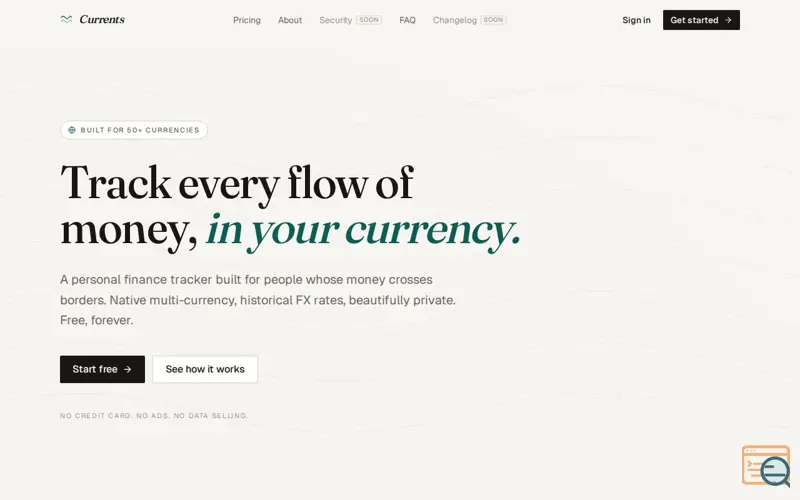 Screenshot of Currents Finance