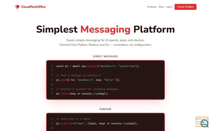 Screenshot of CloudPostOffice