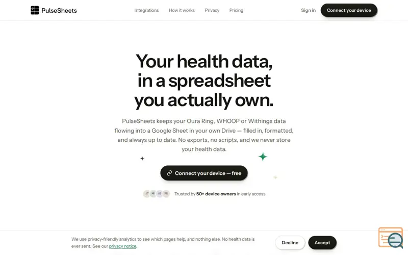 Screenshot of PulseSheets