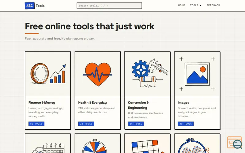 Screenshot of ABC Tools: Free Online Tools