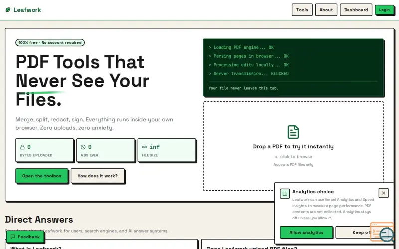 Screenshot of Leafwork