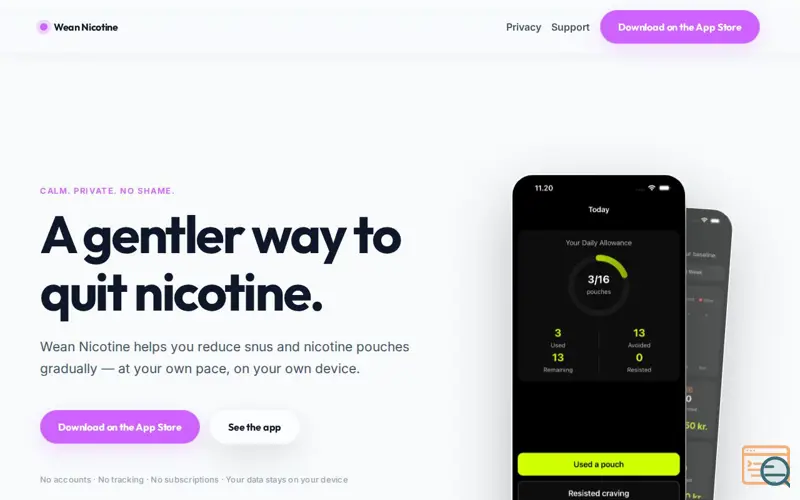 Screenshot of Wean Nicotine
