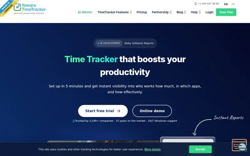 Screenshot of Yaware, a launch using Yaware