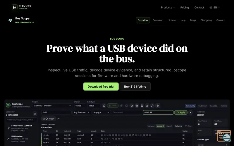 Screenshot of Bus Scope