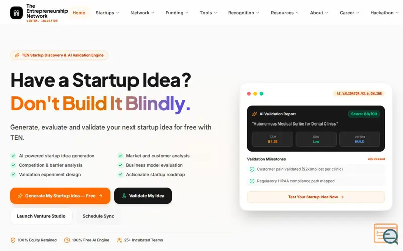 Screenshot of The Entrepreneurship Network (TEN)