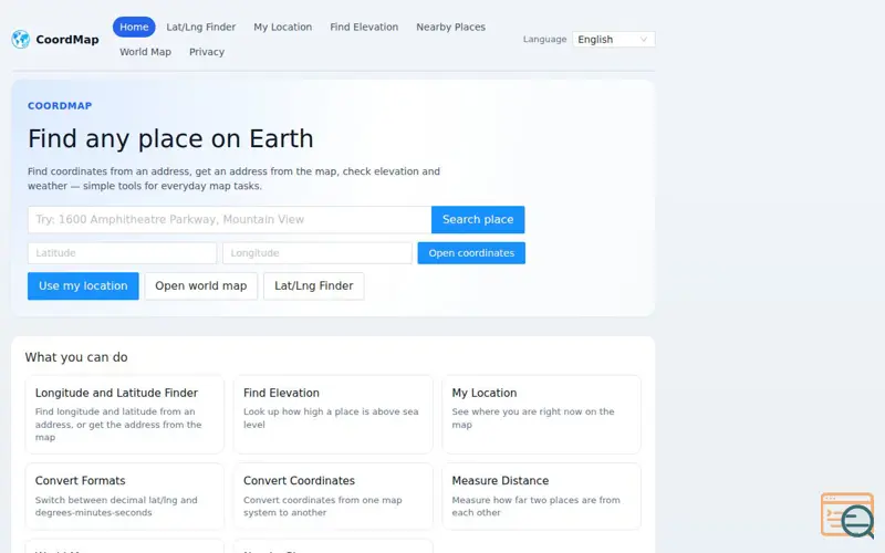 Screenshot of CoordMap