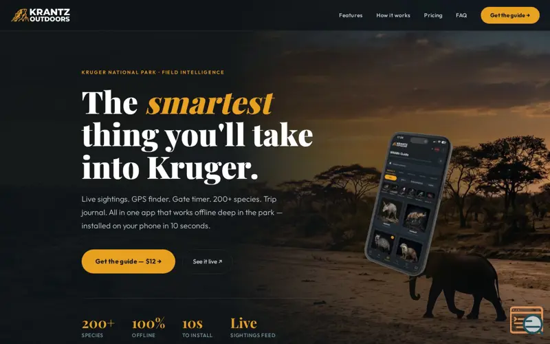 Screenshot of Kruger Field Guide by Krantz Outdoors