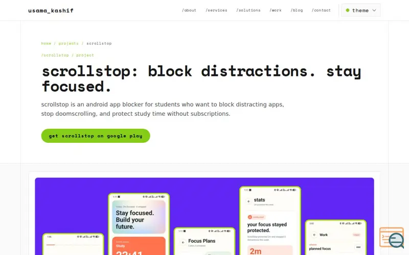 Screenshot of scrollstop