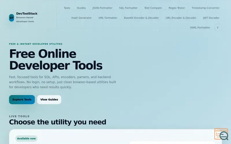 Screenshot of DevToolStack