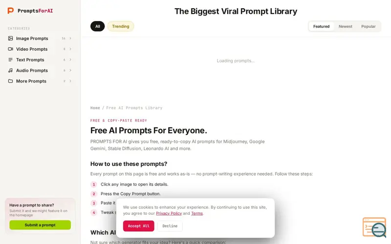 Screenshot of Prompts For AI