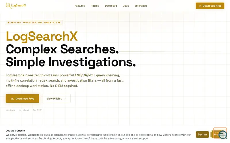 Screenshot of LogSearchX 