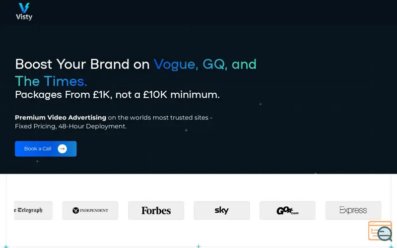 Screenshot of VISTY, a launch using Quantcast
