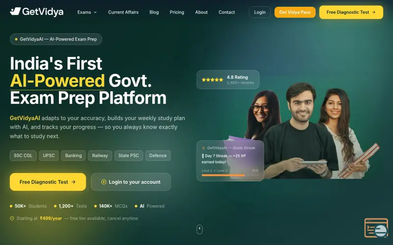 Screenshot of GetVidya