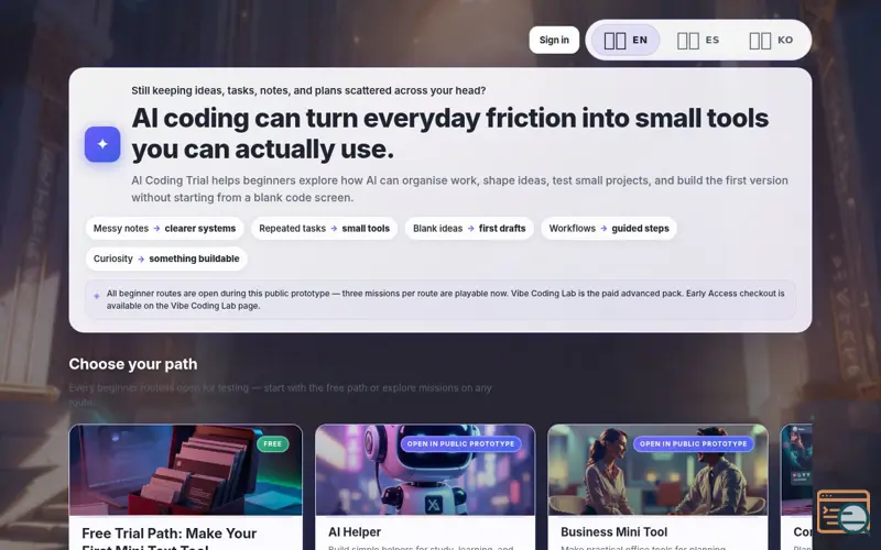 Screenshot of AI Coding Trial