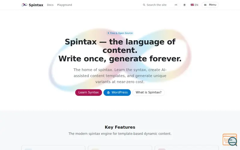 Screenshot of Spintax, a launch using Yandex Domain Verification