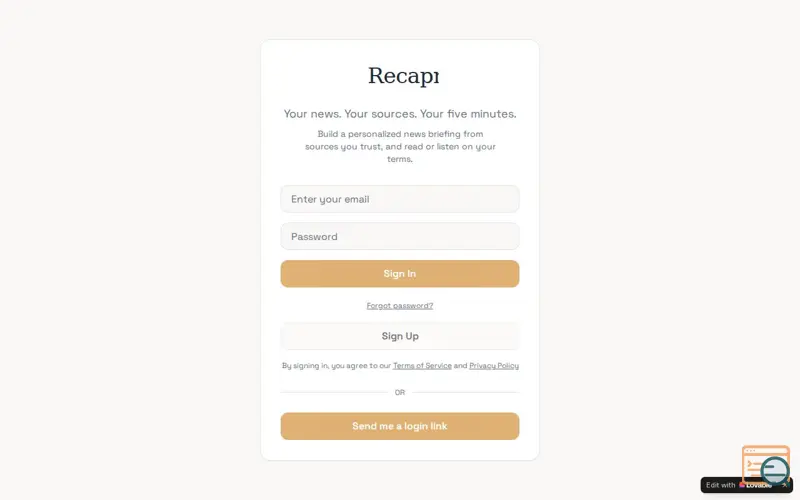 Screenshot of Recapr