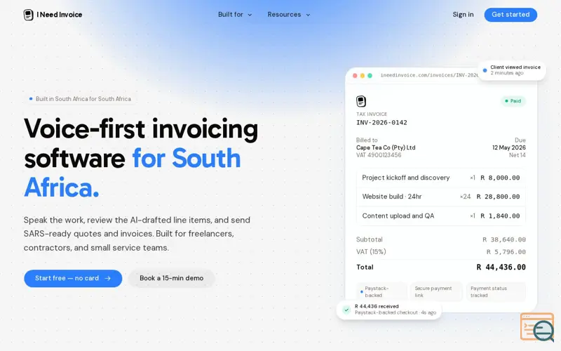 Screenshot of I Need Invoice