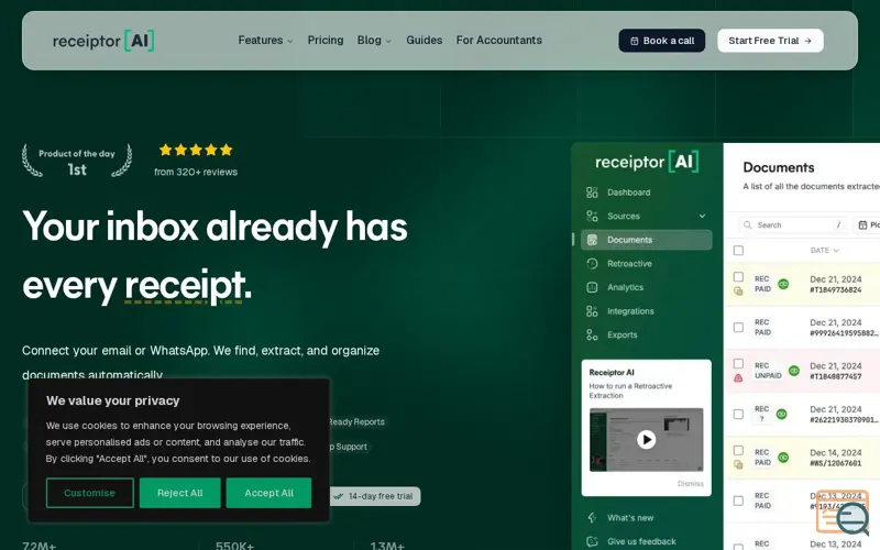 Screenshot of Receiptor AI — Agent Mode