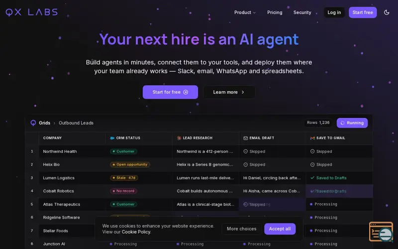 Screenshot of QX Labs