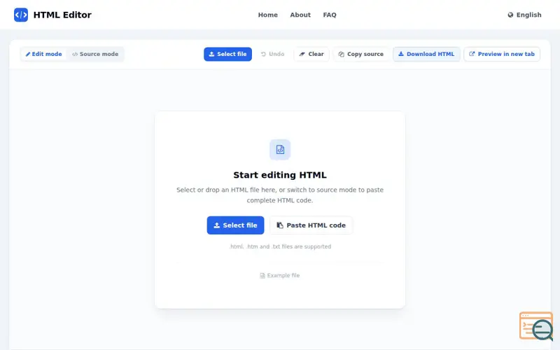 Screenshot of Online HTML Editor