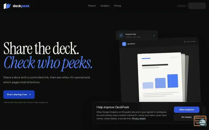 Screenshot of DeckPeek — Share the deck. Check who peeks.