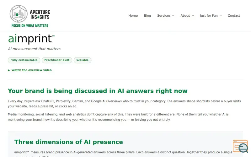 Screenshot of aimprint™, a launch using Tableau