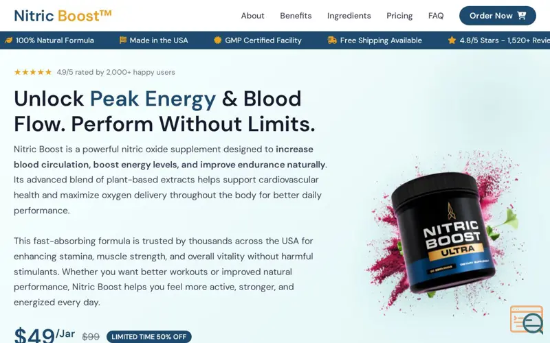 Screenshot of Nitric Boost