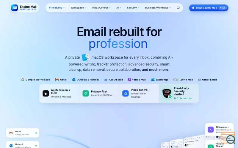Screenshot of Engine Mail