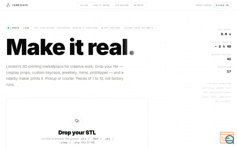 Screenshot of Fabricate