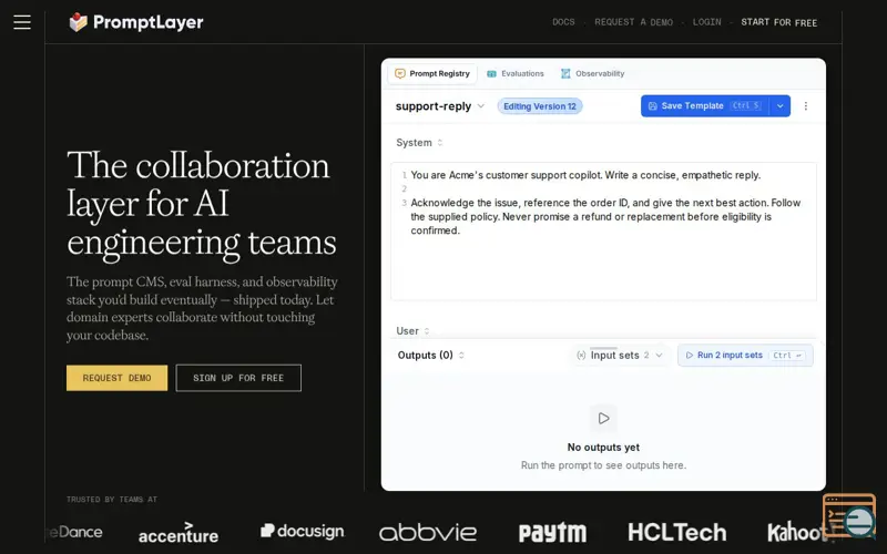Screenshot of PromptLayer