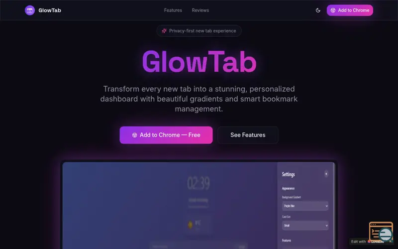 Screenshot of GlowTab