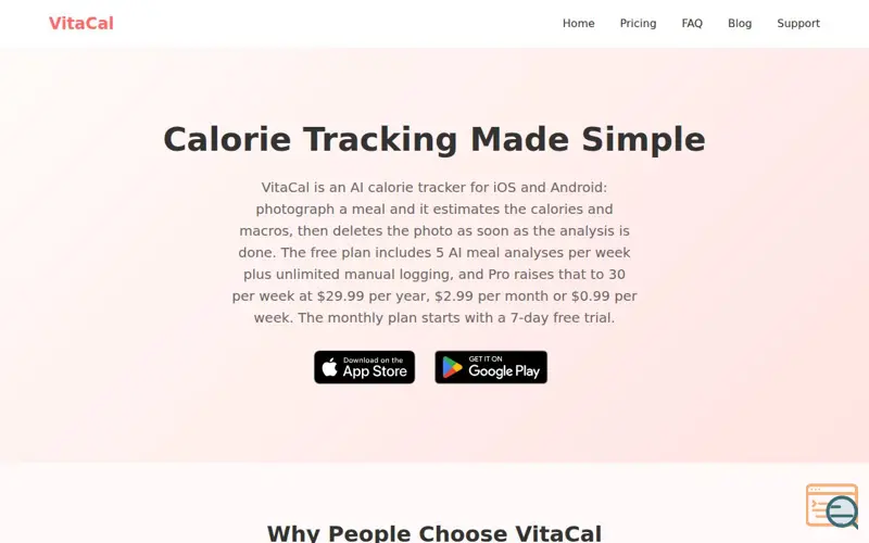 Screenshot of VitaCal