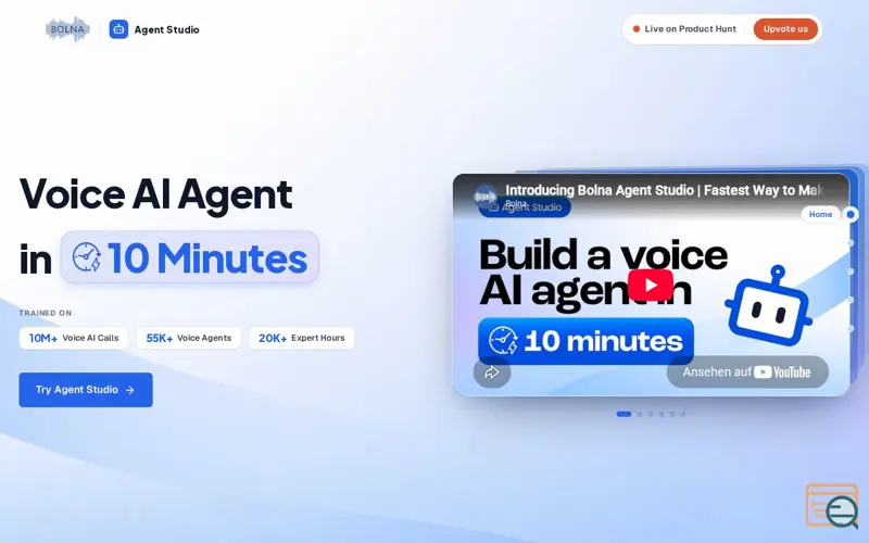 Screenshot of Bolna Agent Studio, a launch using AWS App Runner