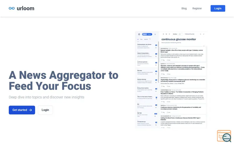 Screenshot of urloom · Feed Your Focus