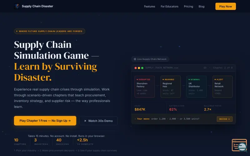 Screenshot of Supply Chain Disaster