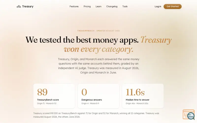 Screenshot of TreasuryBench