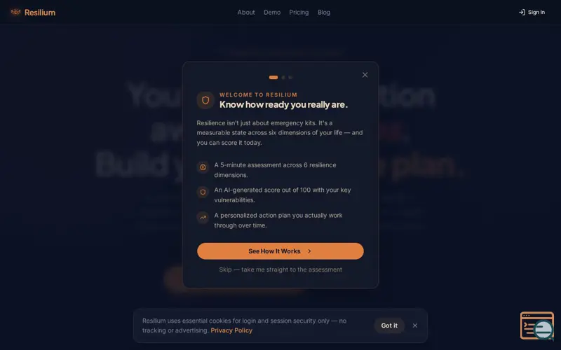 Screenshot of Resilium – Score Your Preparedness