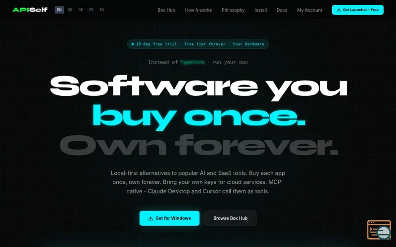 Screenshot of APISelf, a launch using Magnetic.sk Email