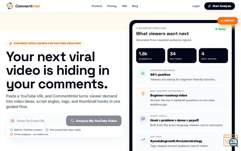 Screenshot of CommentIntel