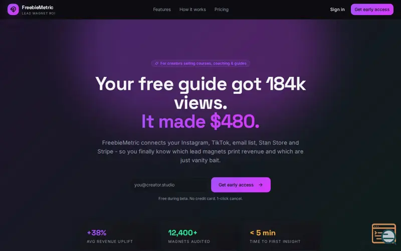Screenshot of FreebieMetric
