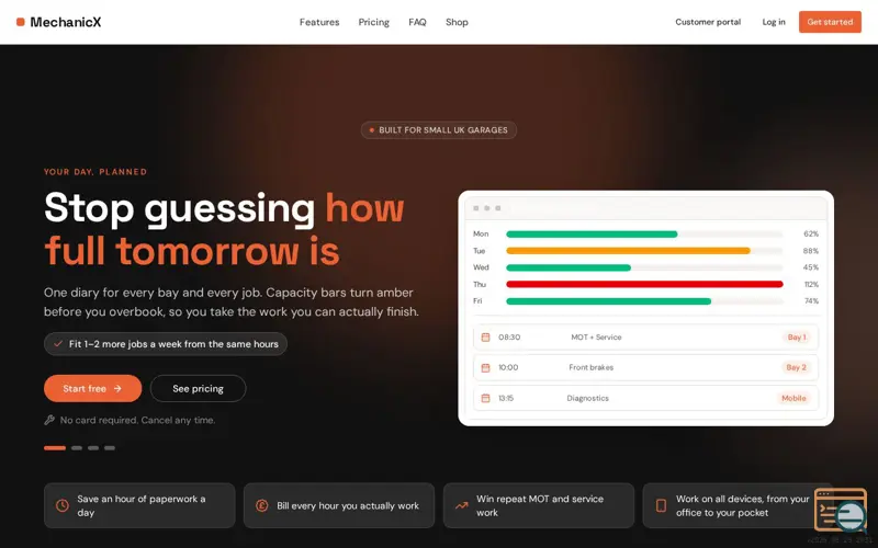 Screenshot of MechanicX — Garage management systems